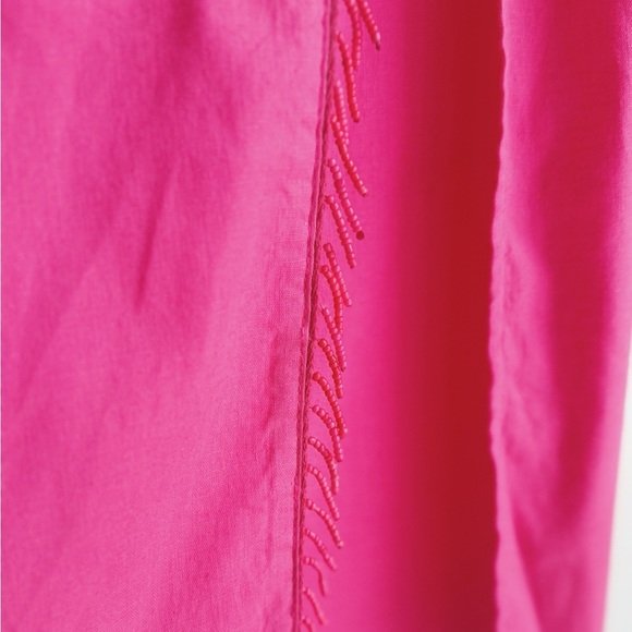 ZARA Beaded Linen Blend Pink Midi Skirt XS - Picture 3 of 6